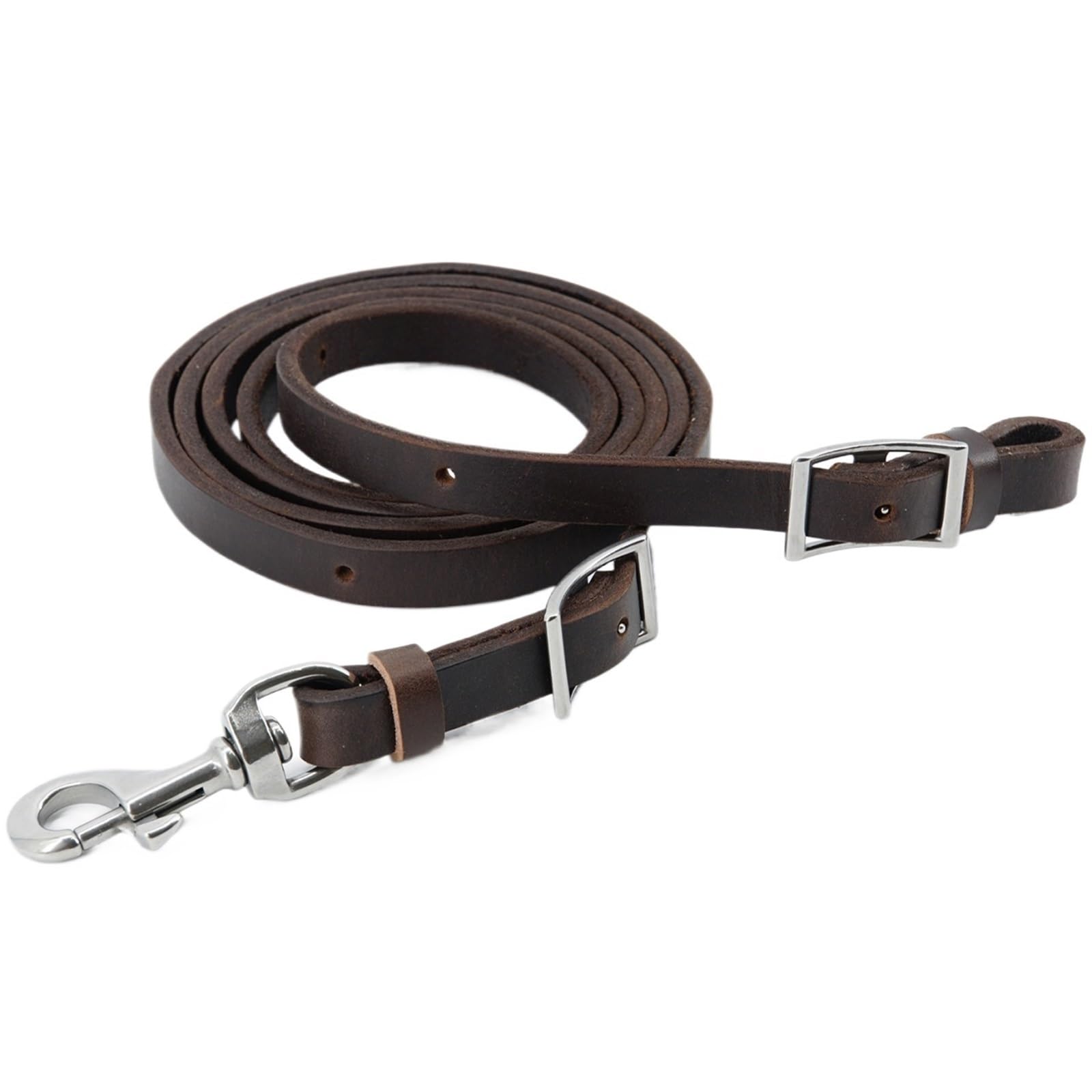 Arnés Pesado engrasado Ecuestre, rienda de Cuerda Hecha con arnés de Cuero y Acero Inoxidable para Caballos(Dark Brown)