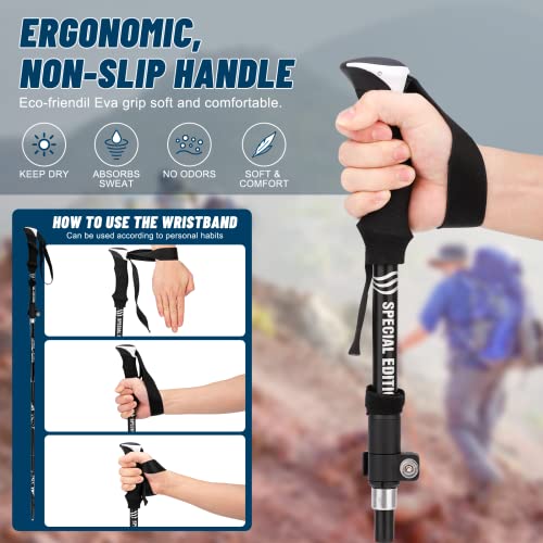 Nordic Walking Stöcke, 7075 Aluminium Wanderstöcke, Wanderstöcke Faltbar, 110 CM-130 cm Einstellbar, Mit 6 Paar… - Image 6