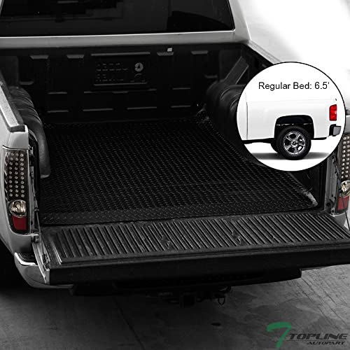Black Rubber Diamond Plate Truck Bed Floor Mat Liner For 07-18 Chevy Silverado/Gmc Sierra 1500/2500 / 3500 / Hd 6.5 Feet (78") Bed #TOP1