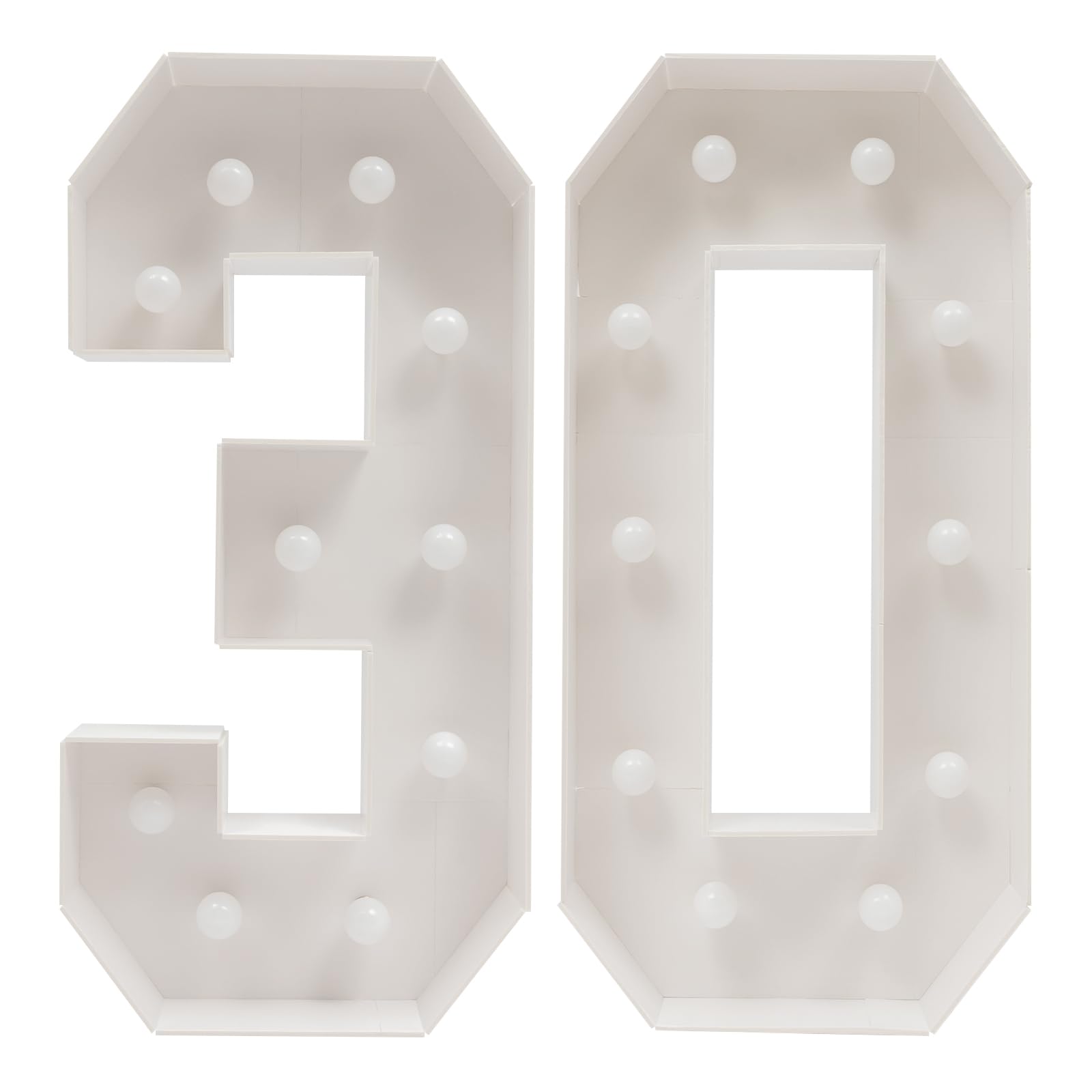 Lettre Lumineuse,Chiffre Lumineux Geant Chiffre Anniversaire Lights éclairer 20* Ampoules 2000-3000k Fonctionne à Piles,Pour Anniversaire,Fête,Décoration Fond (30)