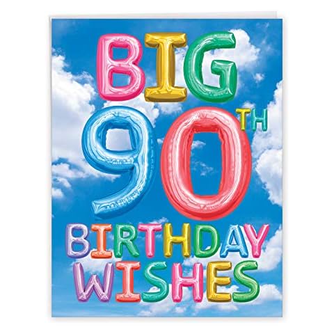 The Best Card Company - 90th Birthday Card with Envelope (8.5 x 11 Inch) - 90 Years Old, Big Stationery Birthday Greeting from Group - Inflated Messages Milestones 90 J5651GMBG-US Cover