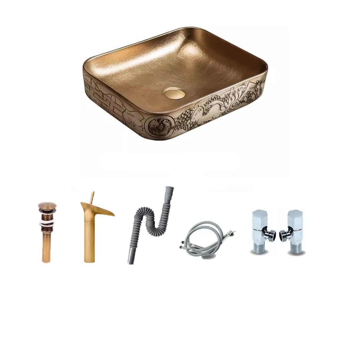 Hpthly B Athroom Sink Household Countertop Asin Carved Pattern Wash Asin Table Asin Asin Alcony Simple Wash Asin Athroom Wash Asin Vessel Sinks (B)