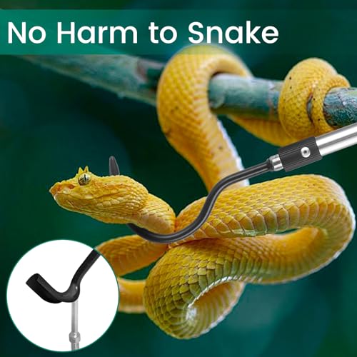 Image of Snake Hook, 35 inch-65 inch Reptile Snake Hook Heavy Duty Long for Ball Python Rattlesnakes Rattle Copperhead Removal with Sponge Grip and Stainless Steel Rubber Tip Hook