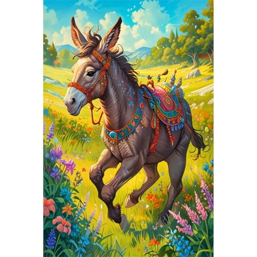 TWYYDP Rompecabezas 1000 Piezas - Burro Corriendo sobre la Hierba - Puzzle de Madera - Juegos para Aliviar el Estrés