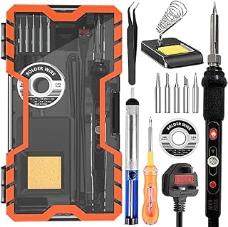 Soldering Iron Kit,Soldering Kit 60W Welding Tools with Adjustable Temperature 200 to 450 with ON/Off Switch,Solder Wire/Soldering Stand/5pcs Replacement Tips for Soldering and Repair