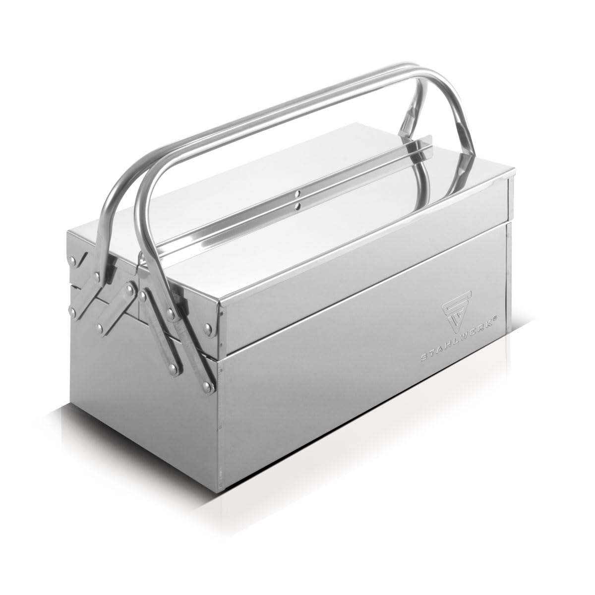 STAHLWERK Boîte à outils Boîte en acier inoxydable extensible sur le côté, 3 compartiments