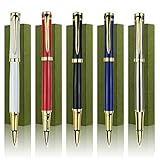 Ancolo Rollerball Pens Writing set - 0.5 mm Medium Point, 5 Pens with 5 Gift Boxes - 10 Extra Refill