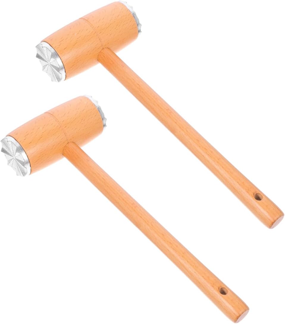 2pcs Dual-sided Steak Mallet and Wooden Meat Tenderizer Mallet for Beef and Poultry Softening Kitchen Cooking Tool