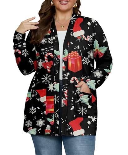 Image of OLRIK Plus Size Cardigan for Women 2026 Lightweight Open Front with Pockets