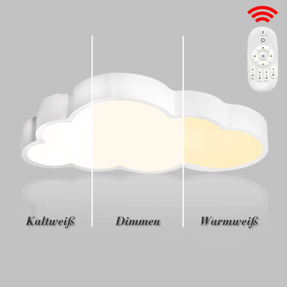 LZQ LED 48W Deckenlampe Kinderzimmer Dimmbar Wolken Deckenleuchte Wohnzimmerleuchten Schlafzimmer Lampe mit Fernbedienung