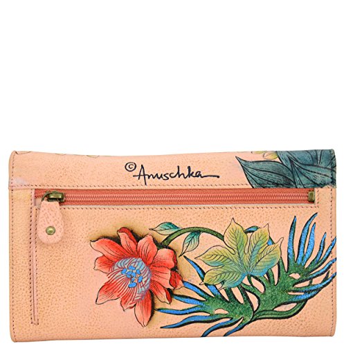 Anuschka Women’s Hand Painted Leather Checkbook wallet/clutch, Cockatoo Sunrise