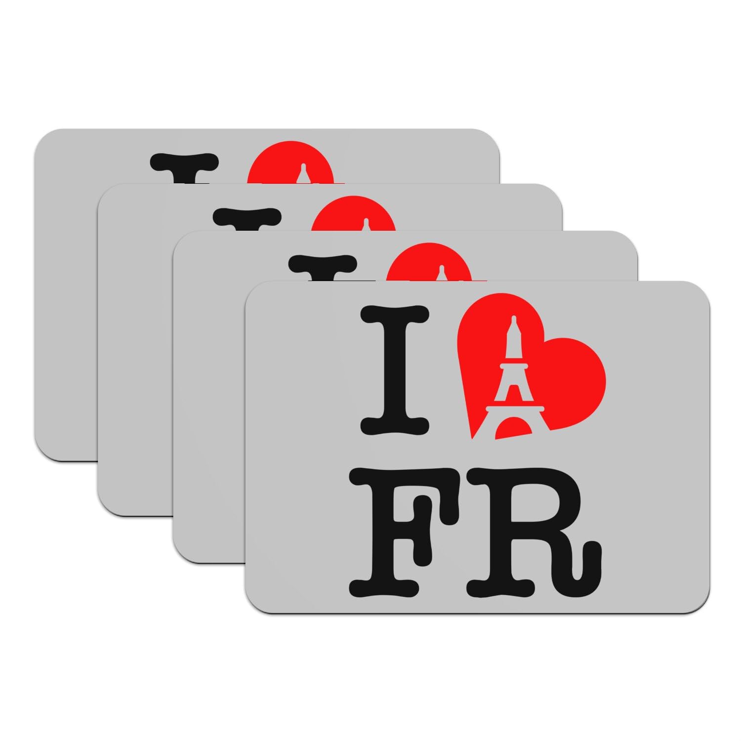 Sets de table I Love FR souvenirs de France grand format gris
