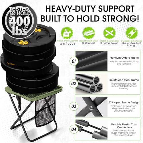 Image of CAMDOOR Portable Folding Stool 16 Inch Collapsible Stool for Adults 400 lbs