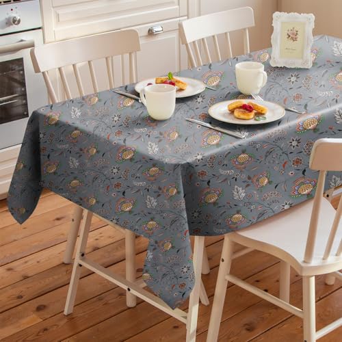 Image of Casableu Kasbah Grey Table Cloth for 6 Seater Dining Table | 52x72 Inch Rectangular Table Cover | Dust-Proof, Washable Fabric | Decorative Dining Table Cover for Home
