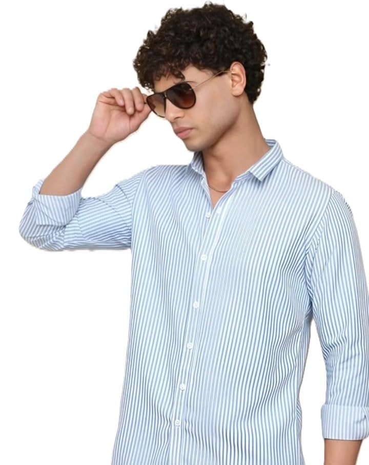 Men's Khadie Cotton Full Sleeves Striped Casual Shirt Office Wear-picture-14