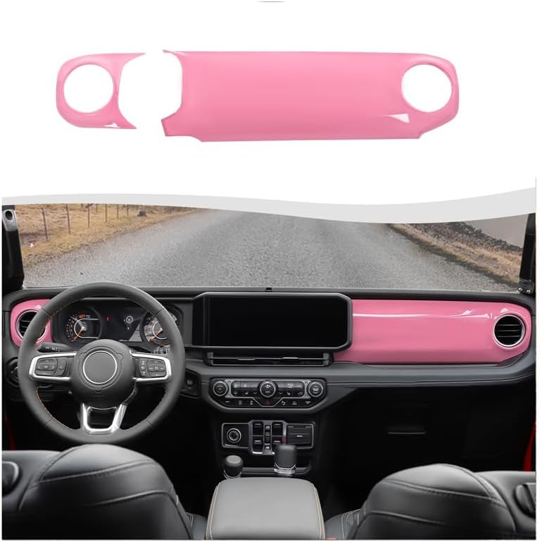 Center Console Dashboard Decorative Panel Trim Cover Kit Compatible with 2024-2026 Jeep Wrangler JL JLU & Jeep Gladiator JT(Pink)