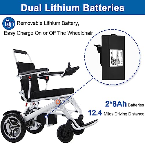 Broobey Lightweight Electric Wheelchairs For Adults With 2 Batteries, Folding Portable Power Wheelchair Weight Only 52Lbs, Motorized Wheelchairs For Seniors Support 220Lbs #TOP2