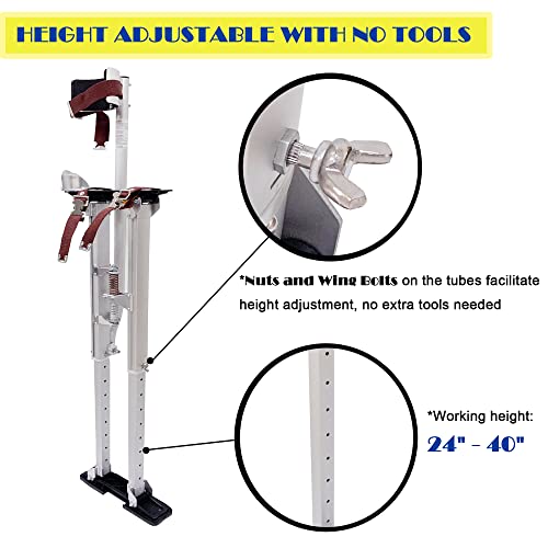 Voeligt 24" - 40" Drywall Stilts Aluminum Height Adjustable Tool Stilts Silver For Walking Painting Cleaning Taping #TOP3