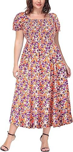Hanna Nikole Große Größen Sommerkleid Damen Kurzarm Casual Blumendruck...