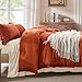 Andency King Size Comforter Set Burnt Orange, 3 Pieces Boho Terracotta Soft Lightweight Bedding Comforter Sets, Rust Tassel All Season Bed Set (104x90In Comforter & 2 Pillowcases)