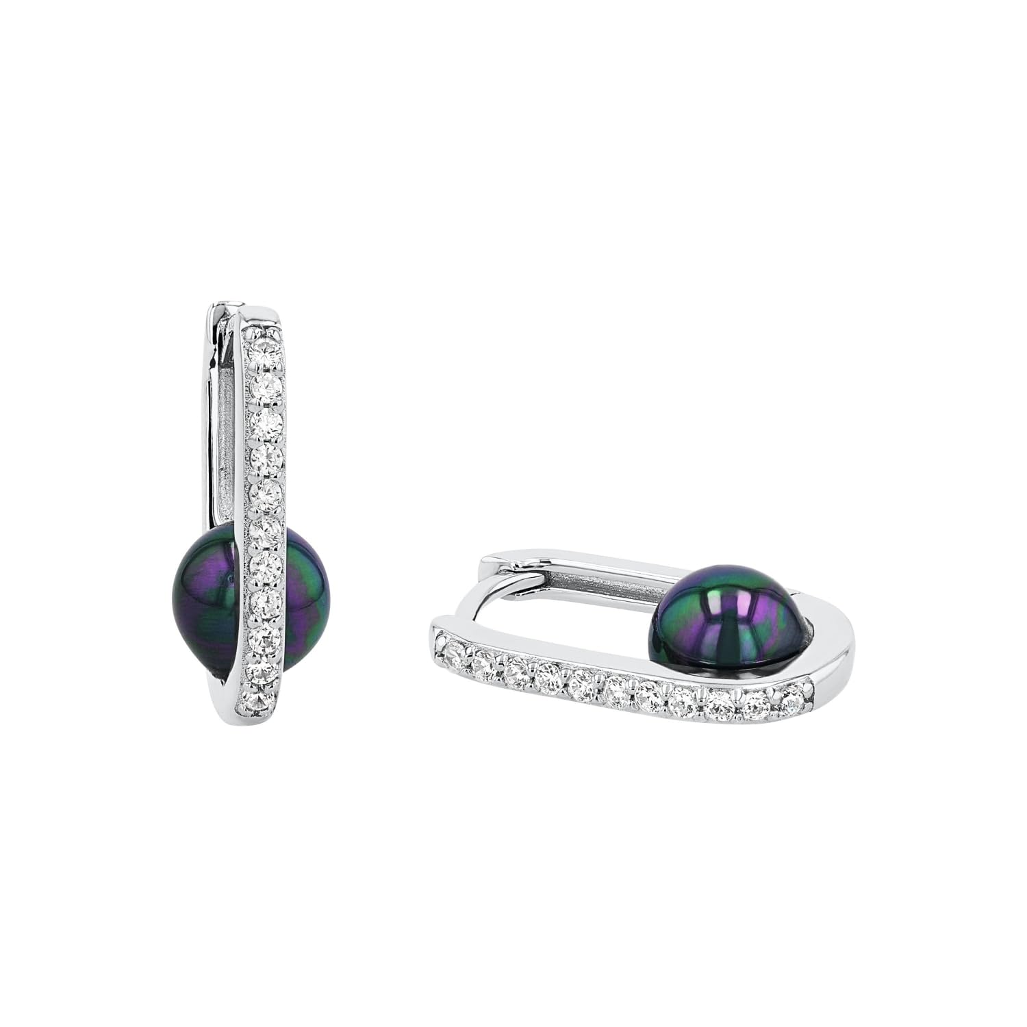 Amor Creolen aus 925 Sterling Silber für Damen, Ohrschmuck, teilw. mit Schmuckstein, Silber 925 vergoldet, Geschenk für Frau und Freundin, Kommt in Schmuckbox