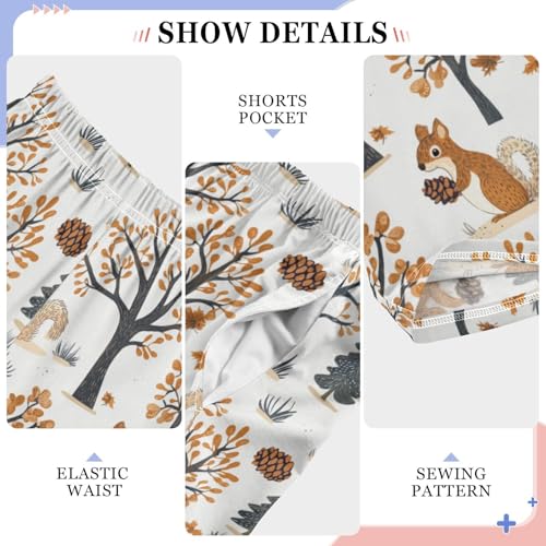 Forest Squirrels Pine Cones Boys Pants for Kids Jogger Pants with Pockets S4