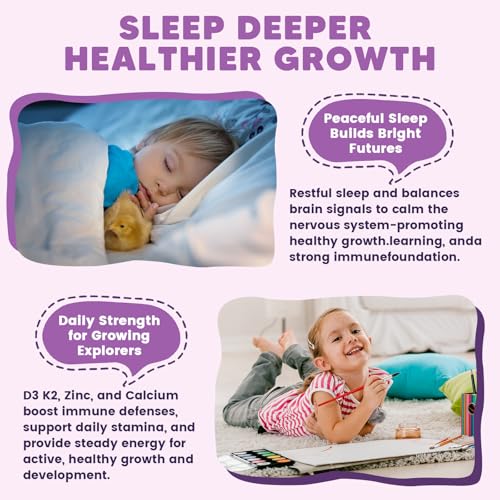 Image of Magnesium Glycinate Gummies for Kids & Adults - 400 /200mg Magnesium Supplement with L-Theanine, Chamomile, D3 & K2, Kids Sleep Gummies Melatonin Free, for Zzz & Relax, Cognition - Sugar Free, 60 Ct