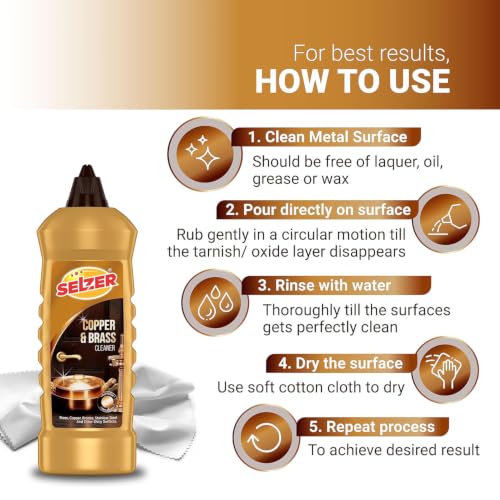 Image of Selzer Copper, Bronze & Brass Cleaner 250 ml Each | Pack of 3 | Zero Abrasives & Zero Scratches | Plant Based Cleaner for Copper, Brass, Bronze, Cookware, Idols & Diyas