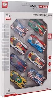 نماذج سيارات مصبوبة بلاستيك ثلاثية الأبعاد للأولاد من ثري ايه، مجموعة من 8 قطع، متعددة الألوان 123