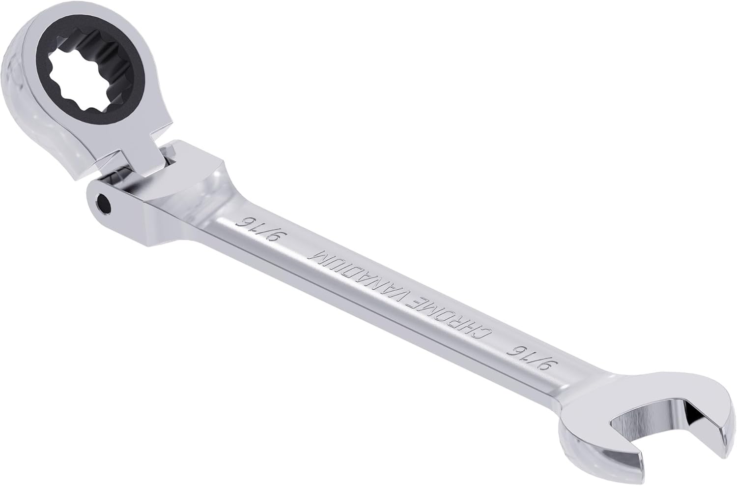 9/16 In Flex-Head Ratcheting Combination Wrench SAE 72 Teeth 12 Point Ratchet Box Ended and Open End Spanner Tools, Flexible Head Gear Wrench, Heat-Treated CR-V(9/16 Inch, Sliver)