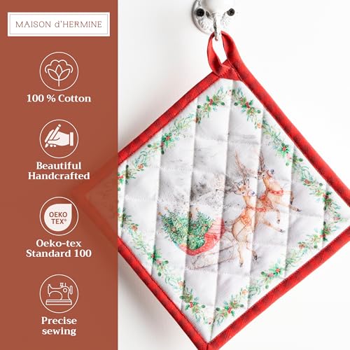 Maison d'Hermine Topflappen-Set, 100% Baumwolle (20 cm x 20 cm, 2er-Pack) – Ansicht 2