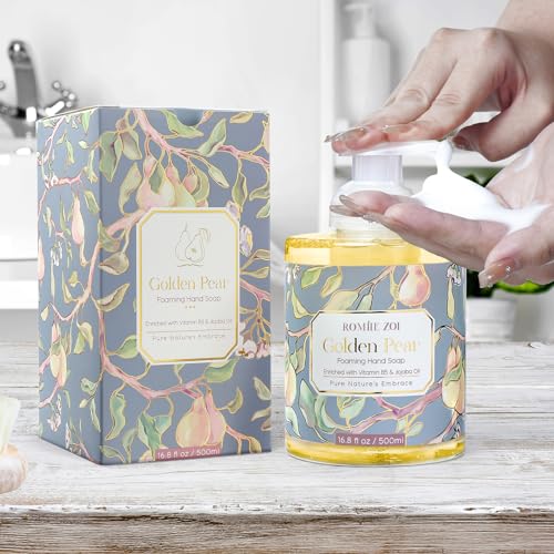 Image of ROMIIE ZOI Foaming Hand Soap, Golden Pear, 500ml / 16.8fl.oz | With Gift Box, Gentle cleansing, nourishes skin without drying