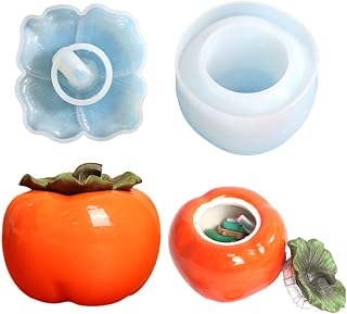 Persimmon Jar Resin Molds, Silicone Jar Resin Molds with Lids,Resin jar molds for Storage Box, Candy Jewelry Organizer,Home Decor,Resin Epoxy Casting