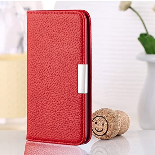 Coque portefeuille cuir premium rouge litchi pour Samsung Galaxy S22 Ultra haut de gamme