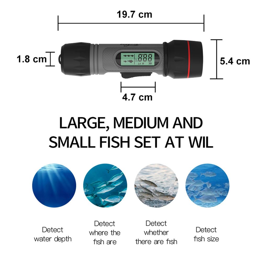Sonda ecosonda para pesca en hielo, buscador de peces inalámbrico con luz LED subacuática, profundidad de detección de 0,8 a 90 m, diseño impermeable de cuerpo completo, para pesca en alta mar, pesc