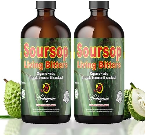 Herboganic Soursop Living Bitters for overall Health and wellness | Pack of 2 | 16 Oz
