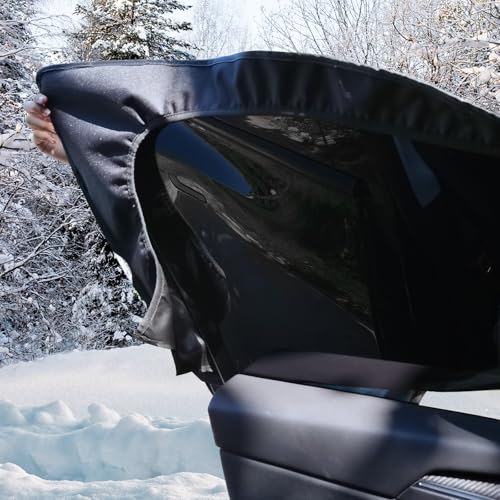 Image of All Weather Windshield Cover for Ice and Snow with Side Window and Rearview Mirror Covers,Compatible with Tesla 600D Oxford Fabric Waterproof Frost Guard Protection for Model Y 2017-2024
