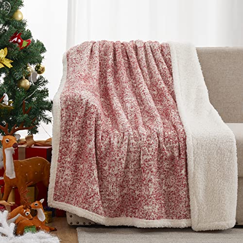 Se Softexly Sherpa Throw Blanket,Soft Blanket With 30% Wool And 70% Cotton For Winter,Fuzzy Cozy Thick Blanket,Warm Winter Blanket For Couch Bed Sofa (Red, 50" X 60") #TOP29