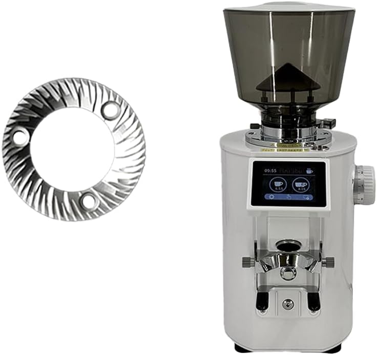 Coffee Grinder with 64mm Titanium-Coated Flat Burrs, 350W Electric Espresso Grinder, Stepless Adjustment, 500g Hopper, Weight-Based Dosing, Aluminum, Black/White (White titanium plated)