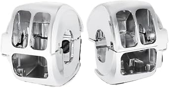 2X Motorcycle Handlebar Switch Housings Controls Black Chrome Compatible with Softail Breakout Fat Bob Boy Low Rider Sportster XL ModelsSwitch Housings
