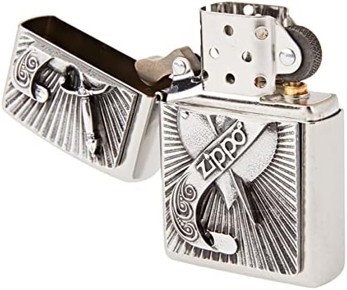 Zippo Heart with Sword Emblem Windproof Pocket Lighter - Chrome