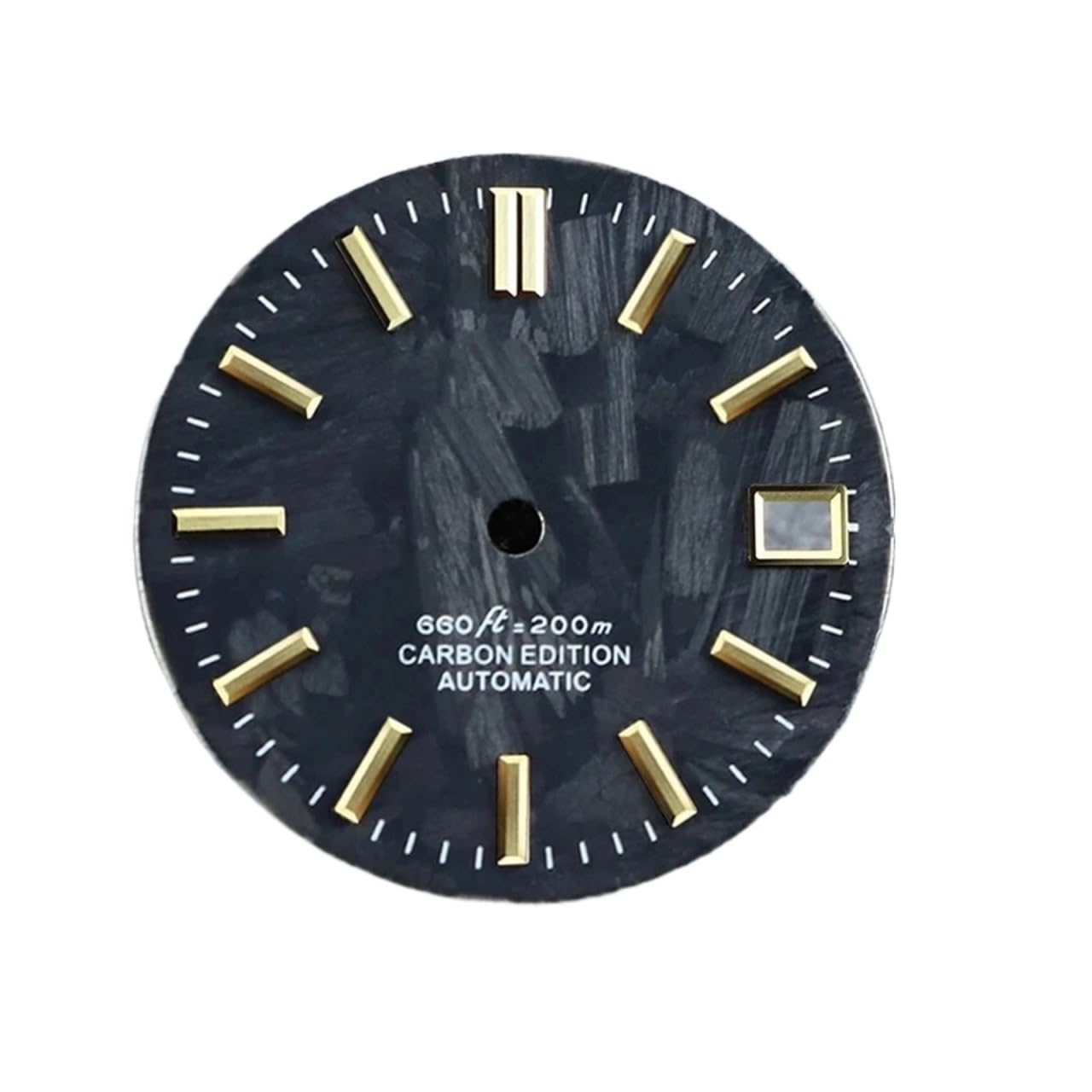 Cadran SKX007 en fibre de carbone véritable sans lume avec index dorés
