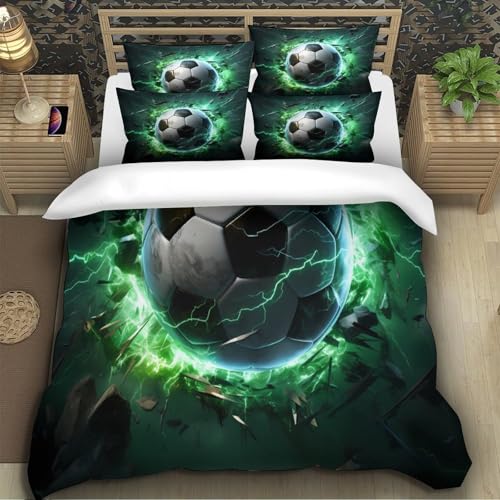 Housse de couette foot 200x200 parure de lit microfibre 3D pour fille et ado