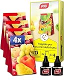 PIC - Trappola per mosca della frutta e trappola per mosca dell'aceto - 4 trappole di colla con 2 contenitori attrattivi - Mezzi per combattere le mosche della frutta - Adatto per la cucina