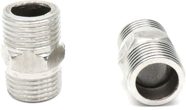 Luomorgo 2pcs Stainless Steel Hex Nipple Pipe Fitting 1/2" Male to 1/2" Male for Air, Liquid or Hydraulic Fitting
