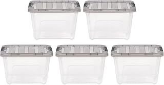 IRIS USA 19 Quart Stack & Pull Clear Plastic Storage Box, Gray, 5 Pack