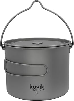 Kuvik 1600ml (54 oz) Titanium Pot with Bail Handle - Ultralight and Compact