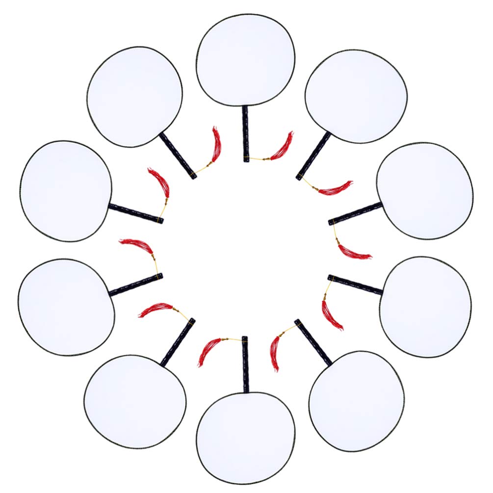 Ciieeo 10pcs Blank Chinese Style Round Silk Fan DIY Unpainted Silk Fan Creative Painting Blank Fan Round Colorable Silk Fan for Art Craft Making Supplies