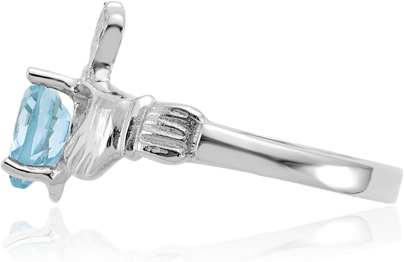 IceCarats 14K Solid White Gold Cubic Zirconia Celtic Claddagh Promise Ring 2mm Slim Band Heart Cut, Prong Set