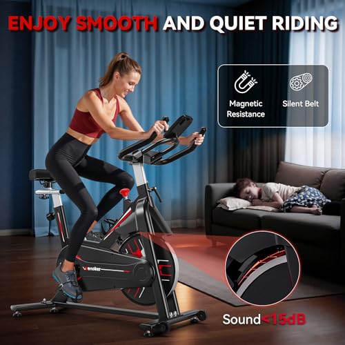 Exercise Bike, WENOKER Magnetic Resistance Stationary Bike for Home, Indoor Bike with Whisper Quiet, Heavy Flywheel and Upgraded Digital Display